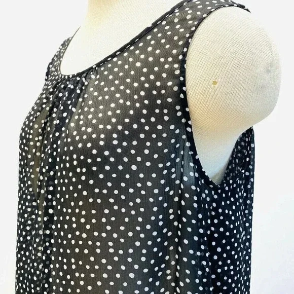 CASLON Women Sleeveless Pullover Polka-Dots Sheer Casual Shirt Top Size Medium - Picture 3 of 12